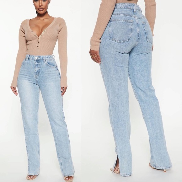 Fashion Nova Denim - NWT FASHION NOVA Chase the Dream Slit Straight Leg Jeans, size 3